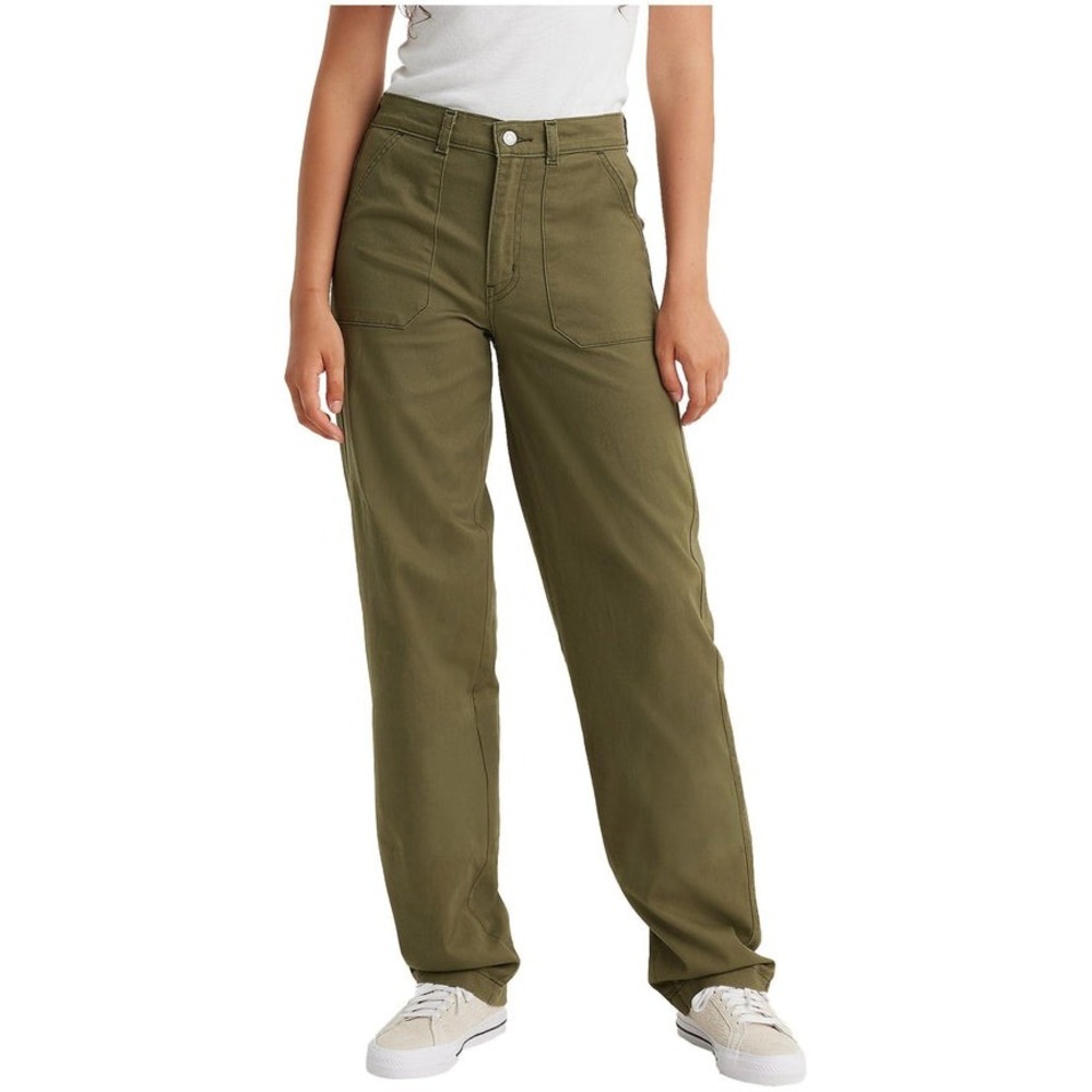 Levis Utility Pant Womens 29 Olive Green High Rise Straight Leg Workwear Twill